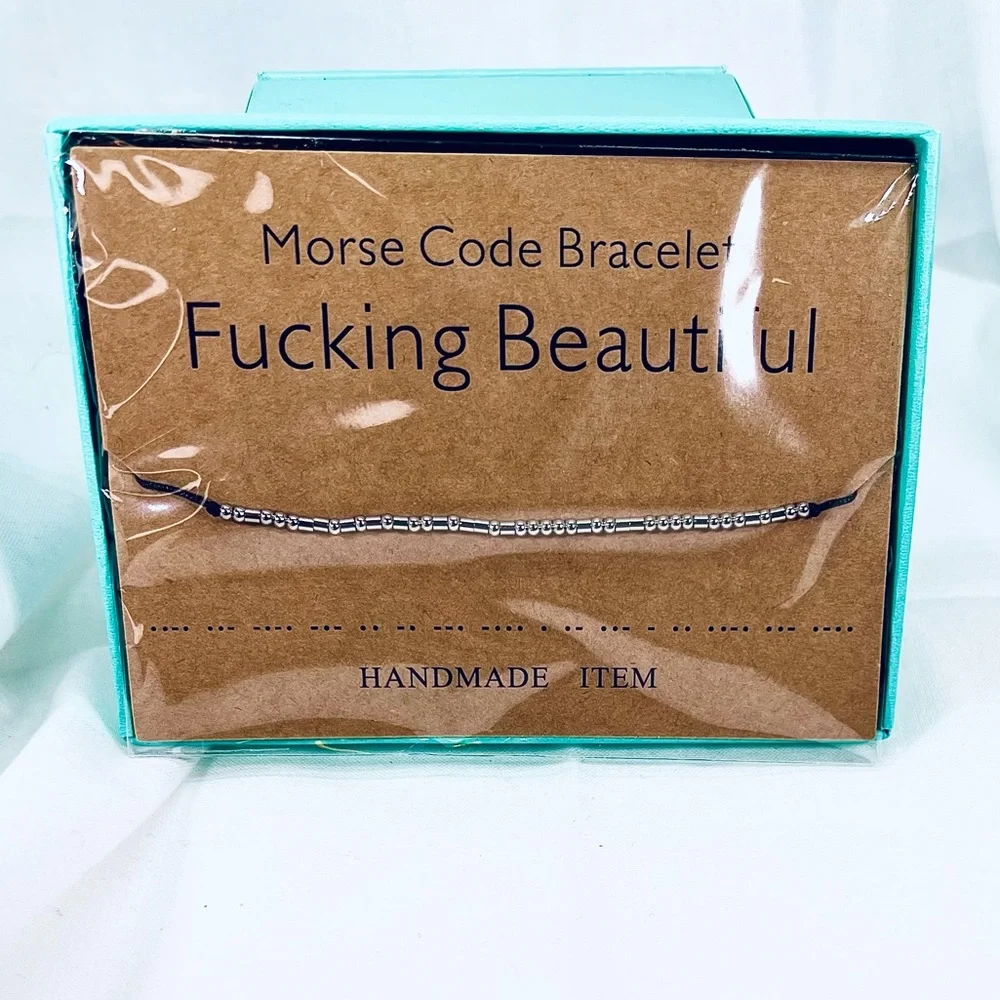 F$Cking Beautiful Morse Code Minimalist Funny Humor Spirit Gift Bracelet in Box